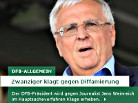 Schlagzeile auf dfb.de: Zwanziger klagt gegen Diffamierung
