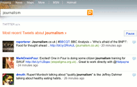 Suchergebnisse von Bing-Twitter; oben die Realtime-Suche
Screenshot: Netzpresse