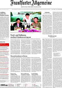 Kein Grund zur Kündigung: die neue FAZ-Titelseite mit Farbbild, Weißraum und ohne Fraktur in der Kommentarspalte
Foto: Archiv