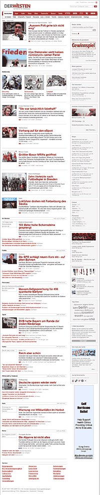 Aufgeräumt und neu gestrichen: Homepage-Design von DerWesten.de
Foto: Screenshot