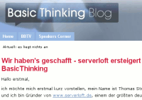 Erfolgsmeldung auf Basic Thinking: