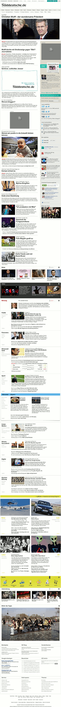 Der Bundespräsident mit Frau im neuen Layout von Süddeutsche.de
Screenshot: Netzpresse